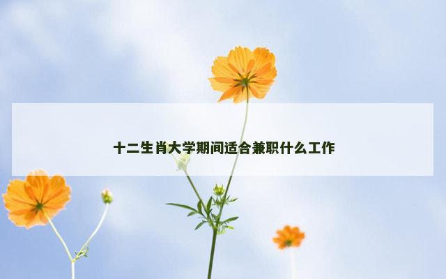 十二生肖大学期间适合兼职什么工作