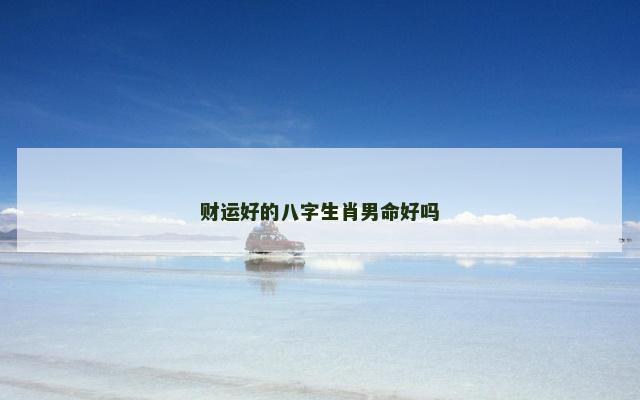 财运好的八字生肖男命好吗