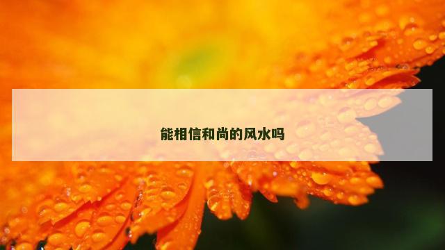 能相信和尚的风水吗