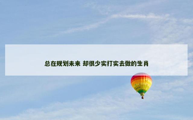 总在规划未来 却很少实打实去做的生肖