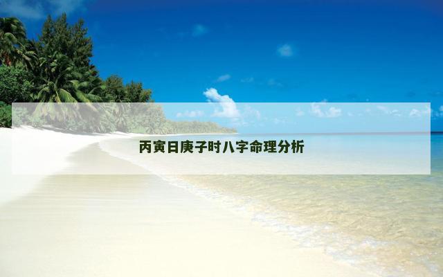丙寅日庚子时八字命理分析