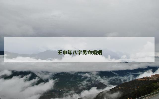 壬申年八字男命婚姻