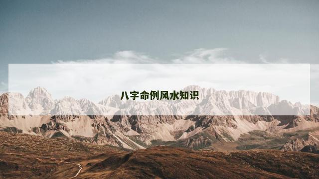 八字命例风水知识
