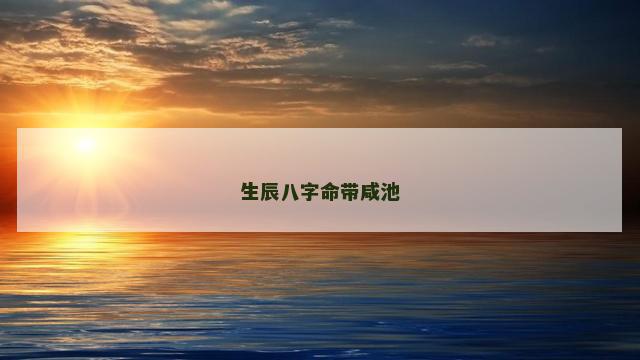 生辰八字命带咸池