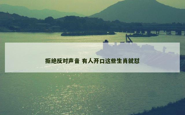 拒绝反对声音 有人开口这些生肖就怼