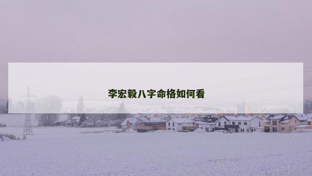 李宏毅八字命格如何看