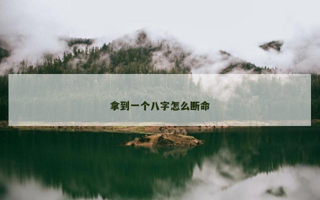 拿到一个八字怎么断命