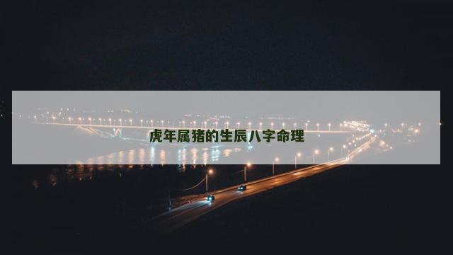 虎年属猪的生辰八字命理