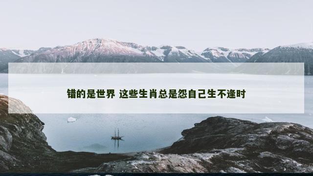 错的是世界 这些生肖总是怨自己生不逢时