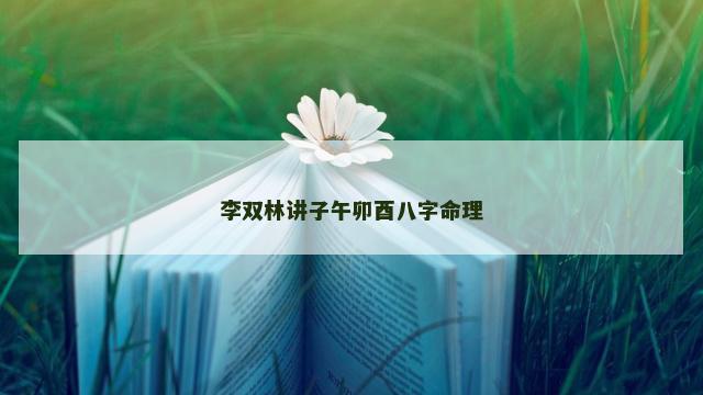 李双林讲子午卯酉八字命理