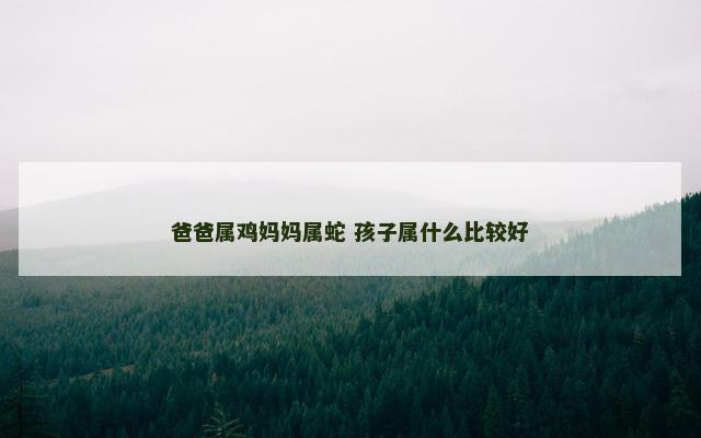 爸爸属鸡妈妈属蛇 孩子属什么比较好