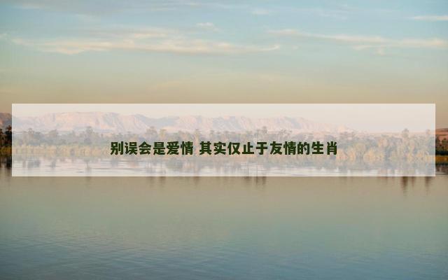 别误会是爱情 其实仅止于友情的生肖