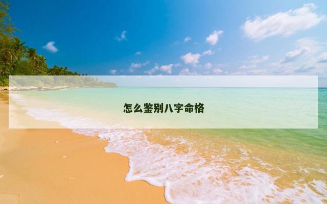 怎么鉴别八字命格