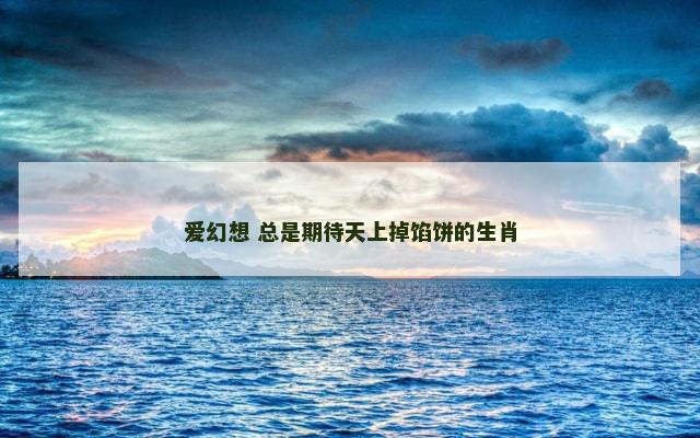 爱幻想 总是期待天上掉馅饼的生肖