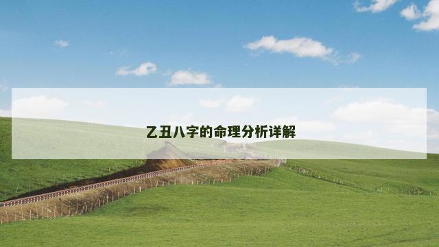 乙丑八字的命理分析详解