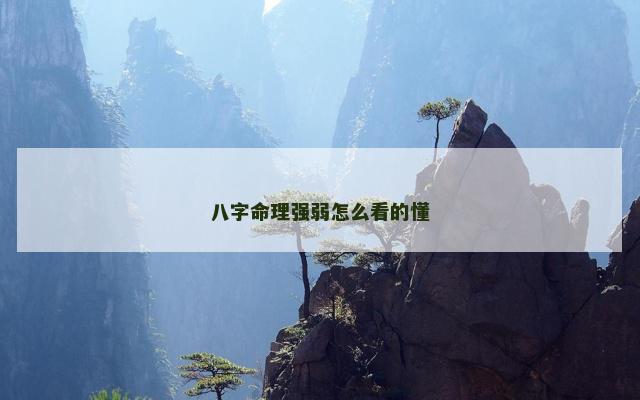 八字命理强弱怎么看的懂
