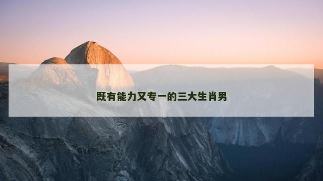 既有能力又专一的三大生肖男