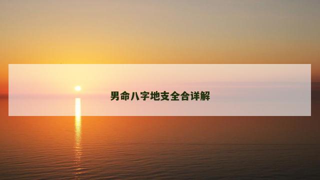 男命八字地支全合详解