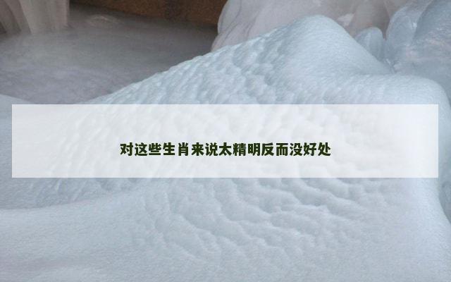 对这些生肖来说太精明反而没好处