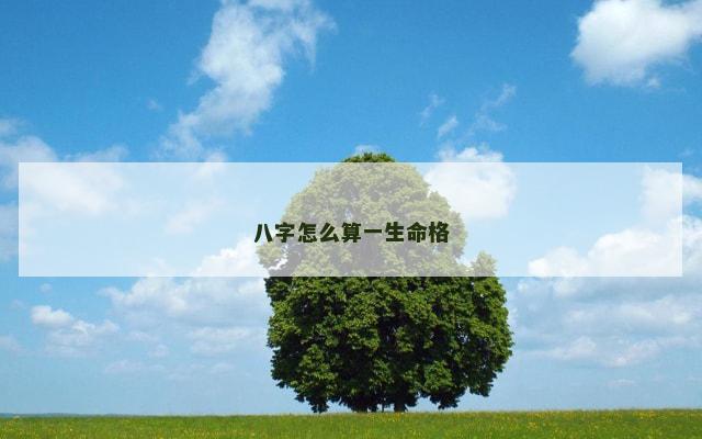 八字怎么算一生命格