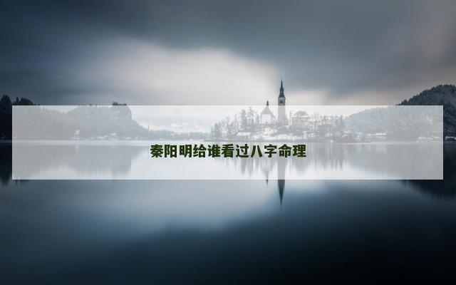 秦阳明给谁看过八字命理