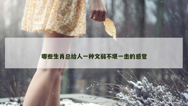 哪些生肖总给人一种文弱不堪一击的感觉
