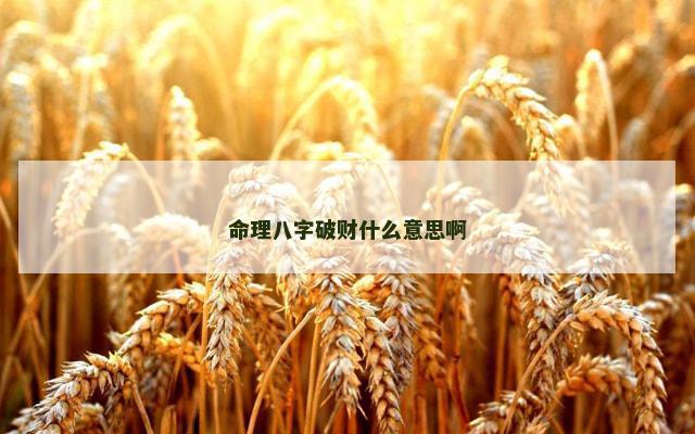 命理八字破财什么意思啊