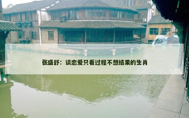 张盛舒：谈恋爱只看过程不想结果的生肖