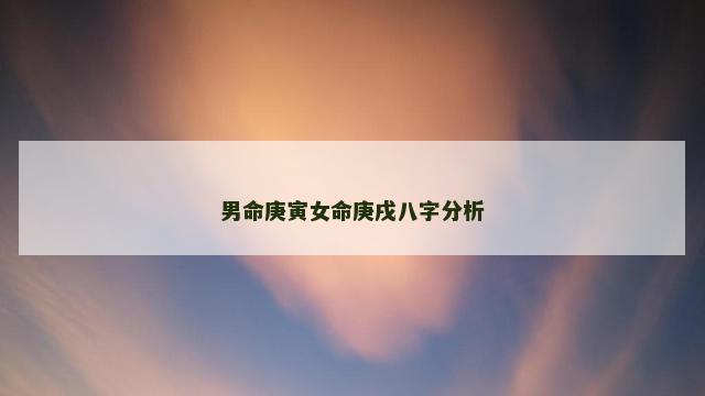 男命庚寅女命庚戌八字分析