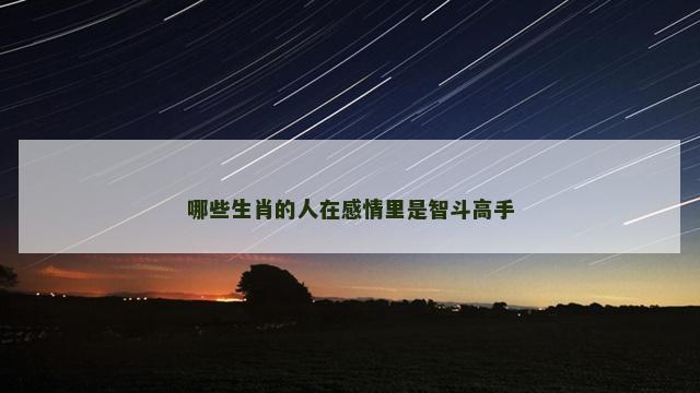 哪些生肖的人在感情里是智斗高手