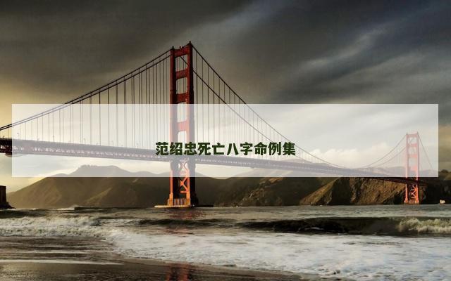 范绍忠死亡八字命例集