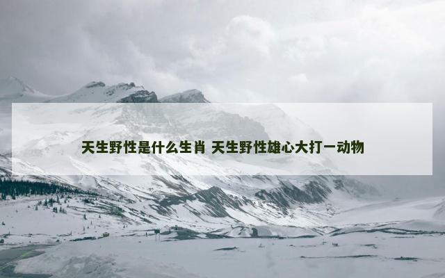 天生野性是什么生肖 天生野性雄心大打一动物