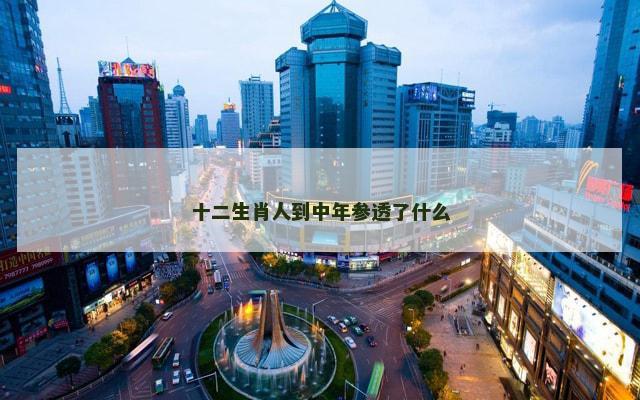 十二生肖人到中年参透了什么