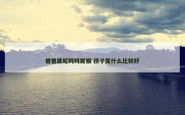 爸爸属蛇妈妈属猴 孩子属什么比较好