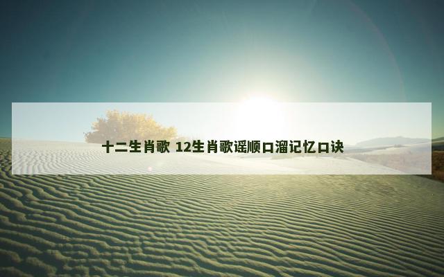 十二生肖歌 12生肖歌谣顺口溜记忆口诀