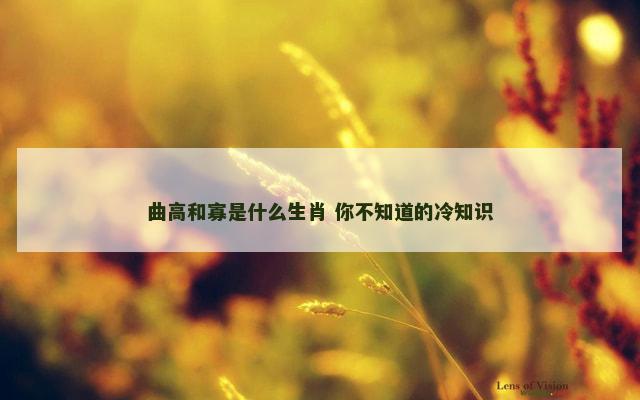 曲高和寡是什么生肖 你不知道的冷知识