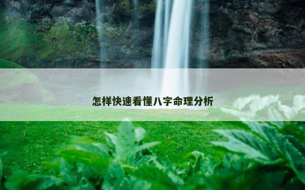怎样快速看懂八字命理分析
