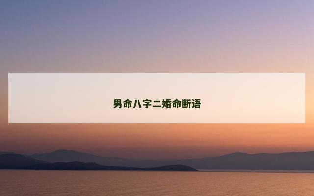 男命八字二婚命断语