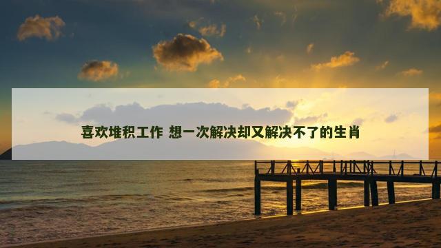 喜欢堆积工作 想一次解决却又解决不了的生肖