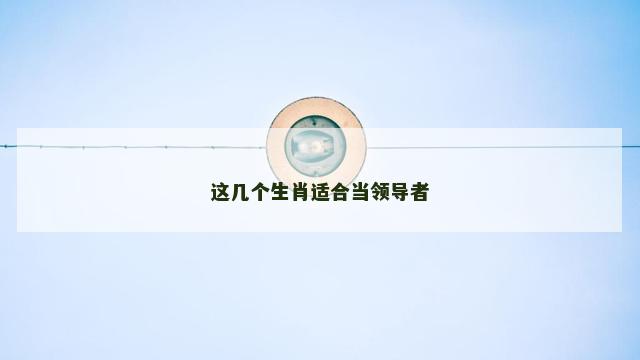 这几个生肖适合当领导者