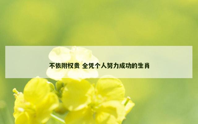 不依附权贵 全凭个人努力成功的生肖