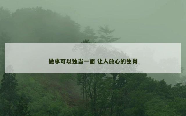 做事可以独当一面 让人放心的生肖