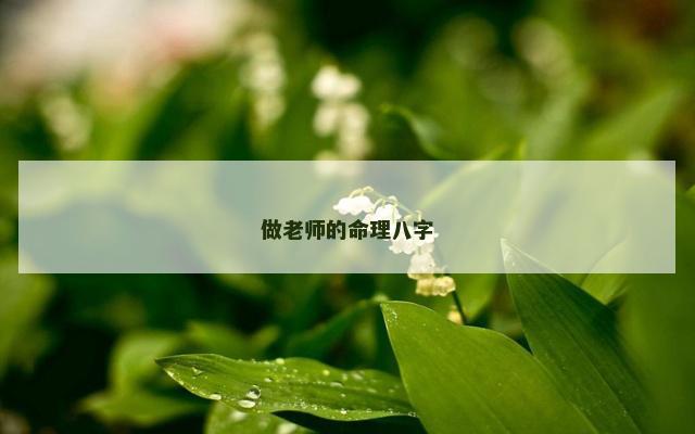 做老师的命理八字