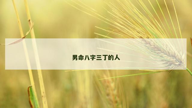 男命八字三丁的人