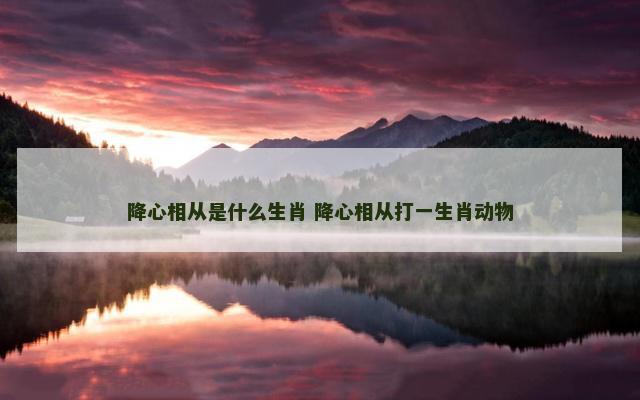 降心相从是什么生肖 降心相从打一生肖动物