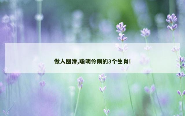 做人圆滑,聪明伶俐的3个生肖！