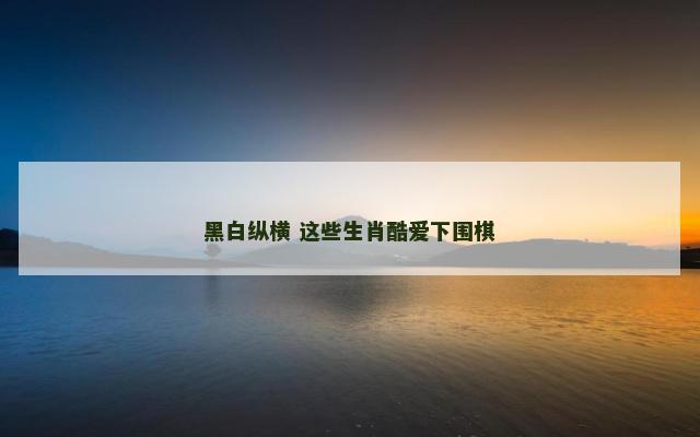 黑白纵横 这些生肖酷爱下围棋