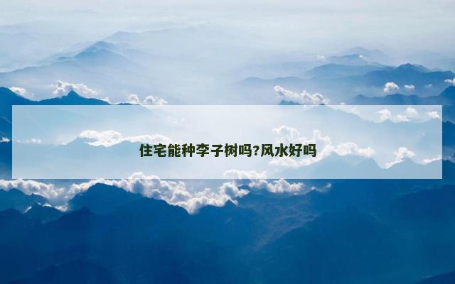 住宅能种李子树吗?风水好吗