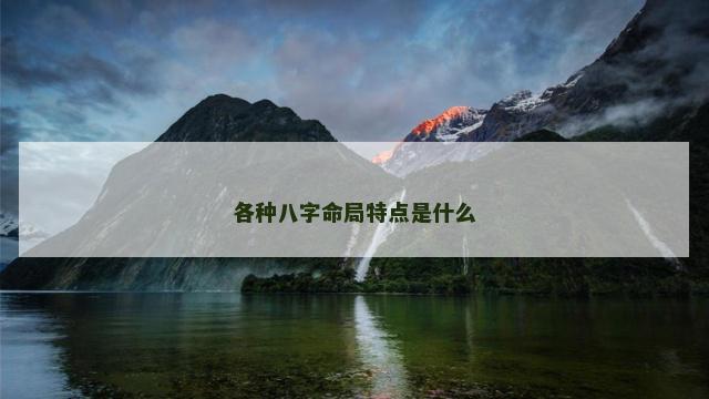 各种八字命局特点是什么