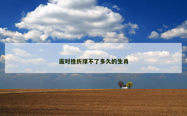 面对挫折撑不了多久的生肖